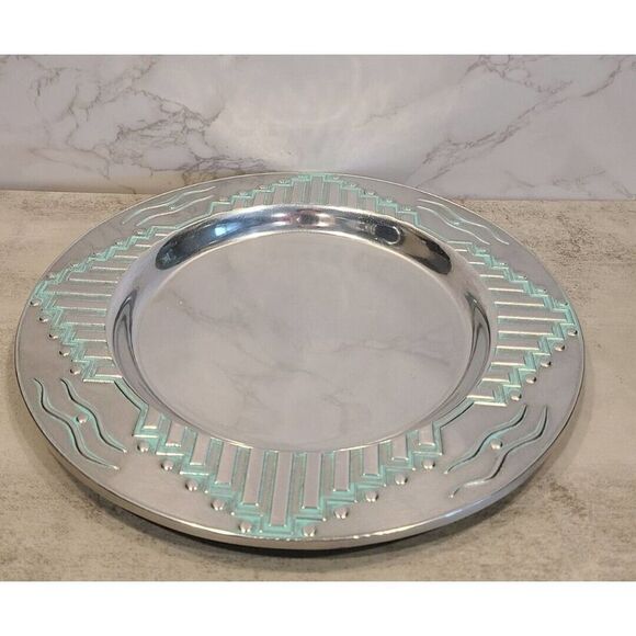 Wilton Armetale Zia Southwest Style Metal 12" Serving Plate/Platter Décor Dish - Picture 1 of 8